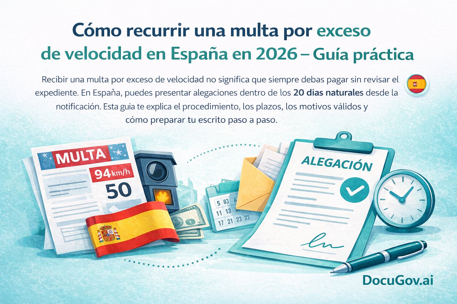 Como recurrir una multa por exceso de velocidad en Espana en 2026 - alegaciones y plazos de 20 dias